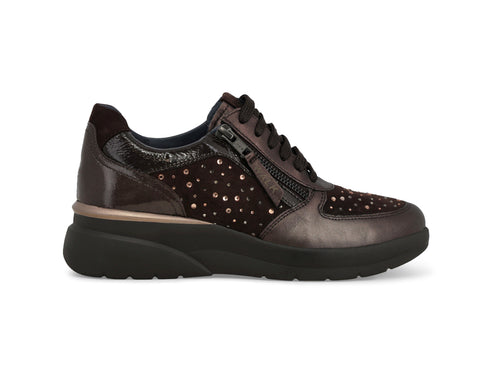 Melluso Sneaker Comfort Donna Marrone Pelle con Zip e Strass K55452-250972